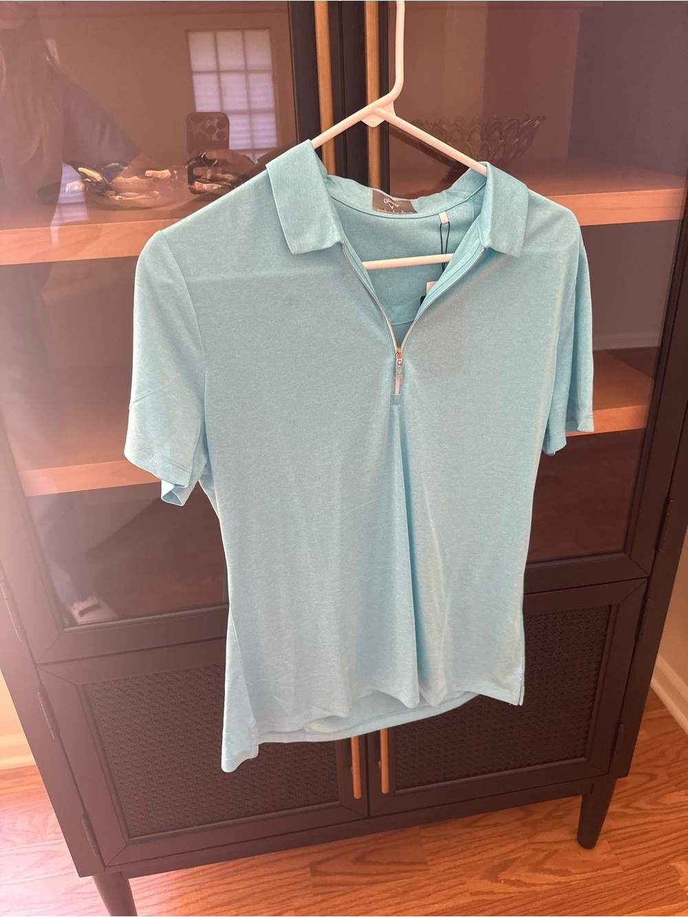 Callaway Light Aqua Short-Sleeve Zip Polo - Women